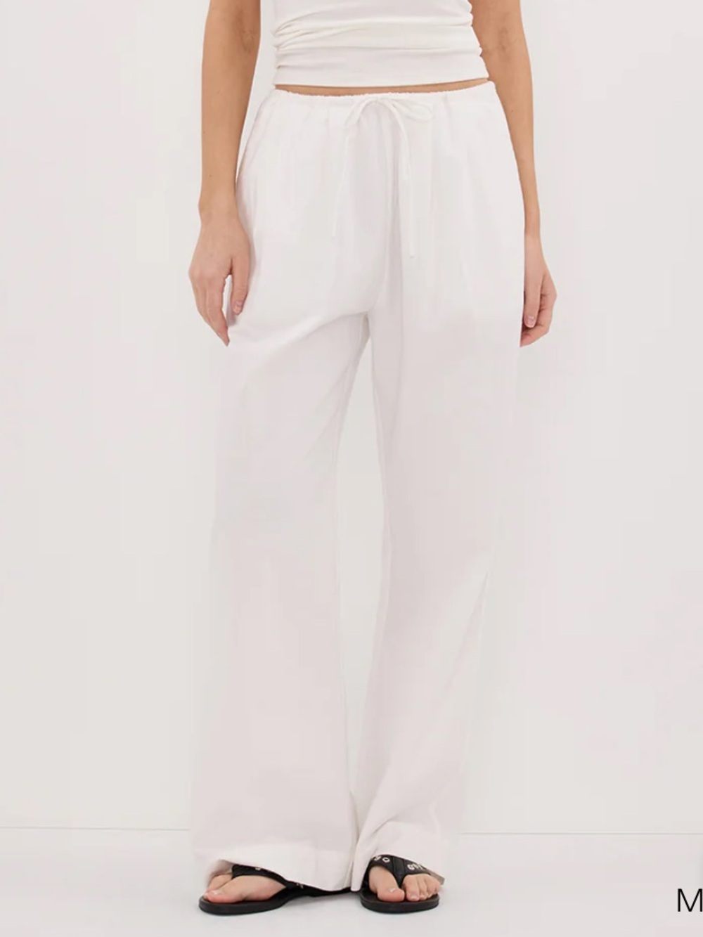 DISSH White Drawstring Wide-Leg Pants